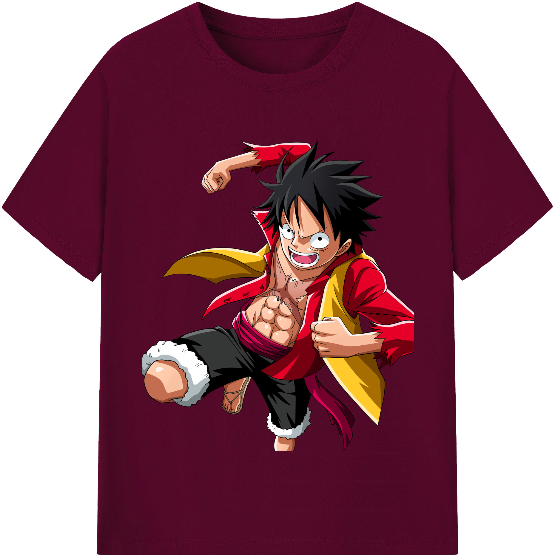 ワンピース モンキー・D・ルフィ ONE PIECE Monkey D. Luffy レディースカジュアルプリントTシャツ（綿100％）